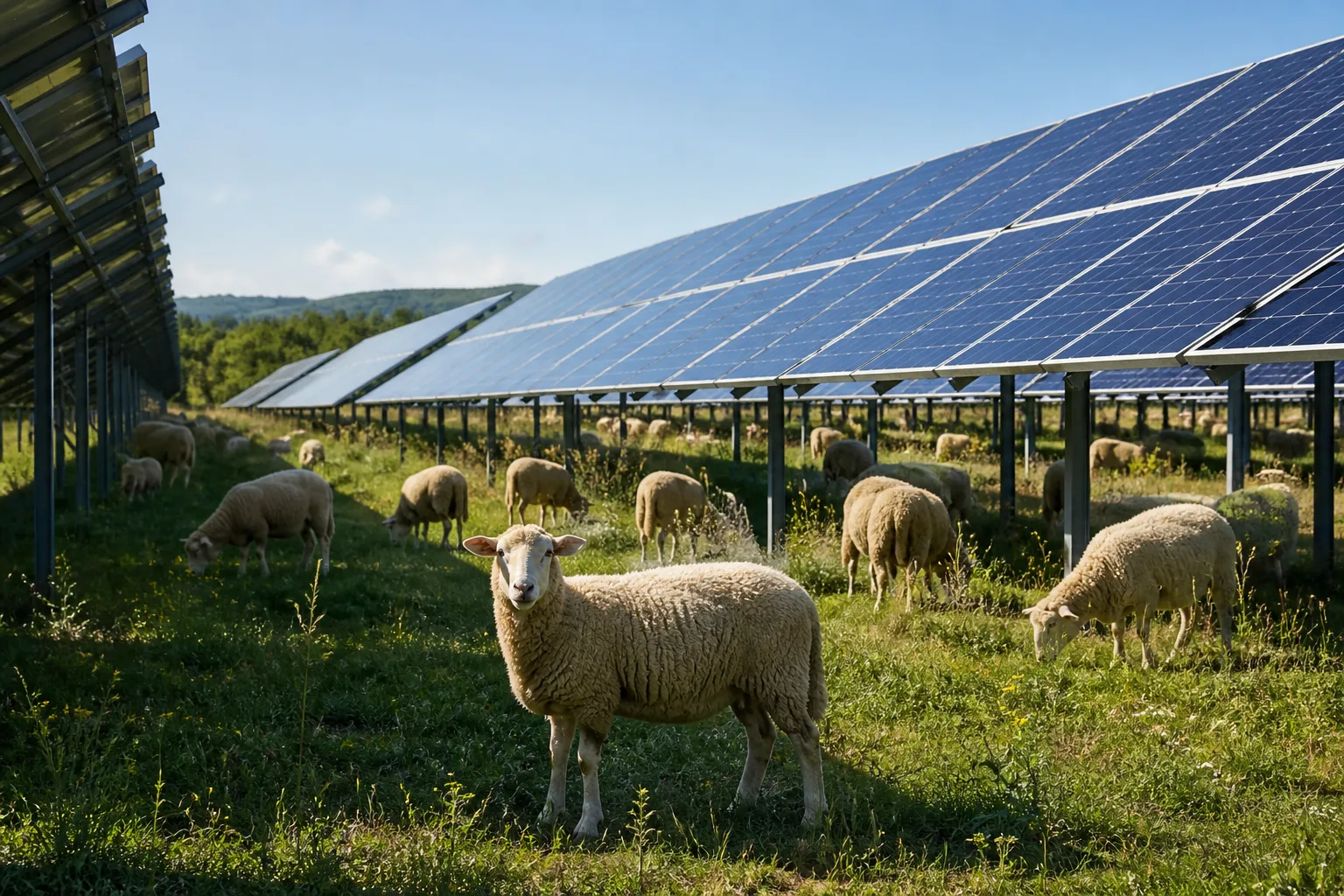 Prairie agricole avec projet solaire